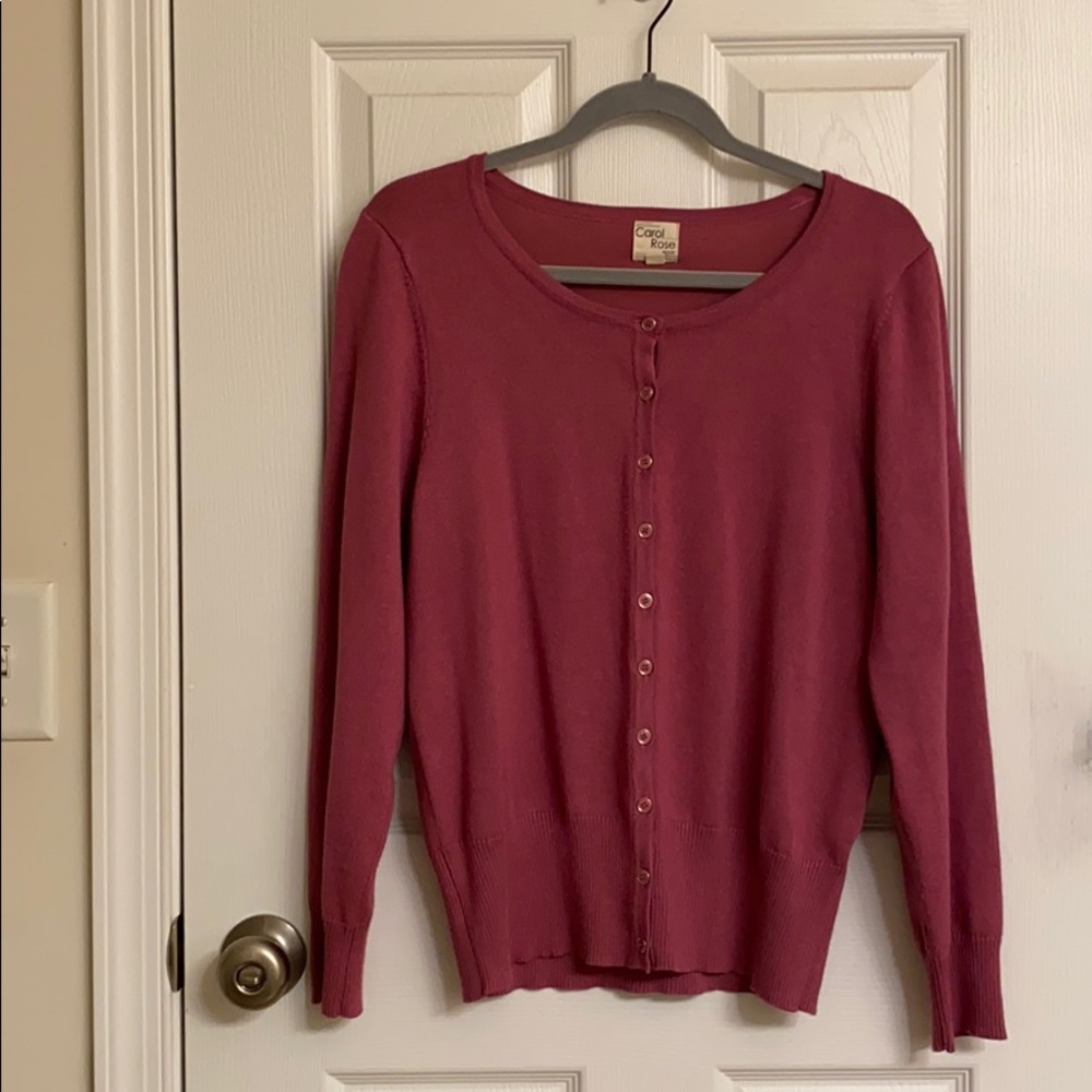 Carol Rose Pink Purple Classic Cardigan Sweater Viscose-blend Size Petite XL